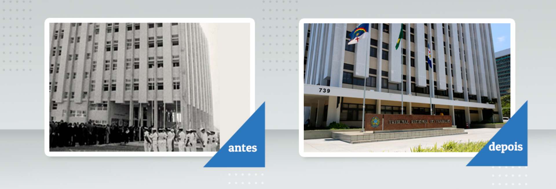 As fotos mostram a sede do TRT6, na sua inauguração, em 1941, e hoje. - TRT6