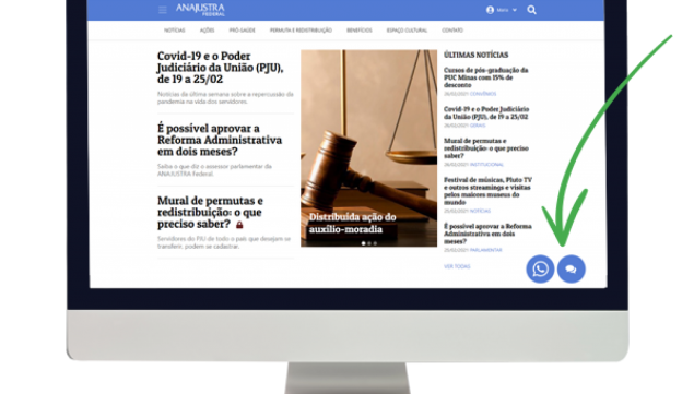 Reconheça os ícones do WhatsApp e chat do site. - ANAJUSTRA Federal