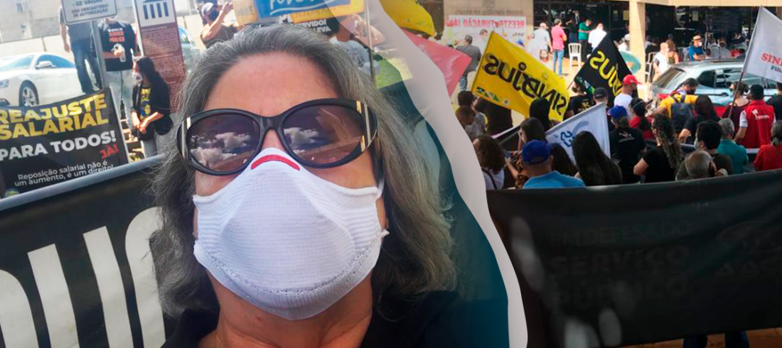 Janedir Morata, representante da ANAJUSTRA Federal, na mobilização desta terça-feira, 18, em frente do Banco Central. - ANAJUSTRA Federal