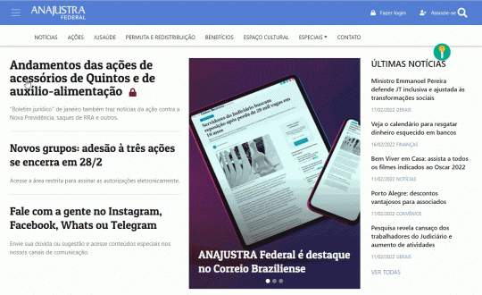 A imagem mostra o campo de login do site, onde você deve informar seu CPF e senha para acessar à área restrita. - ANAJUSTRA Federal