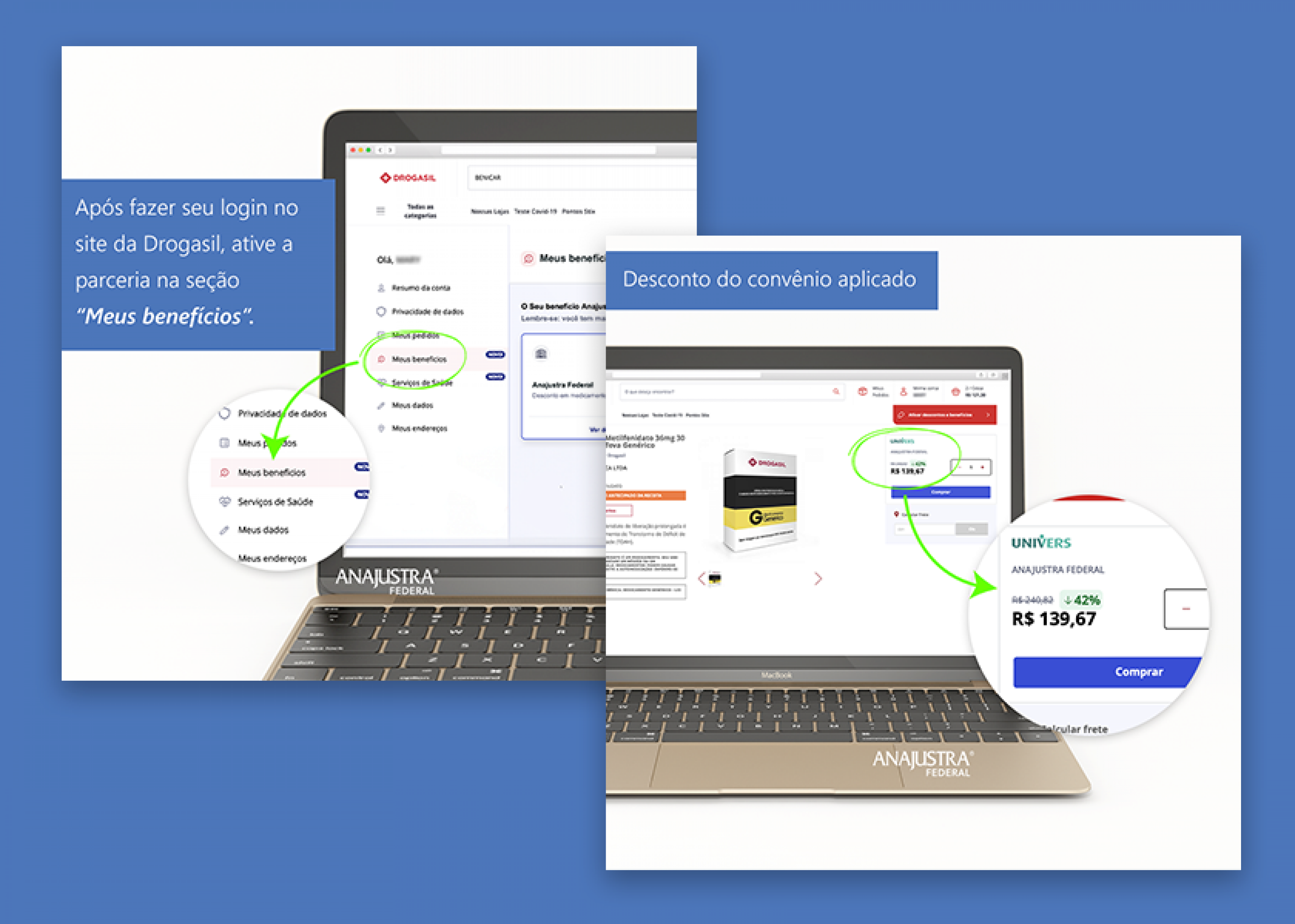 Confira na imagem como identificar o desconto da parceria e como ativá-la no site da Drogasil. - ANAJUSTRA Federal Confira na imagem como identificar o desconto da parceria e como ativá-la no site da Drogasil.