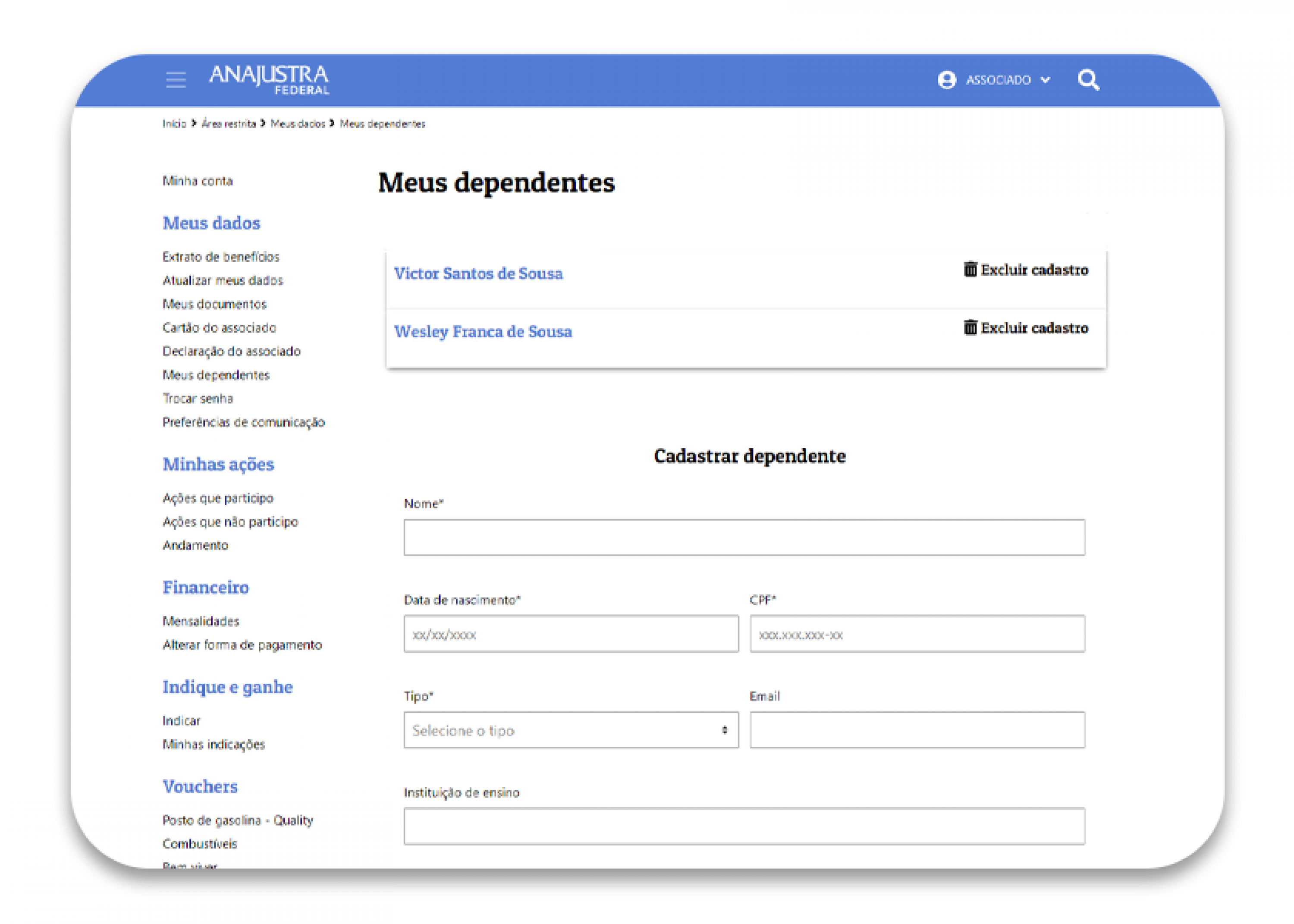 É no menu É no menu